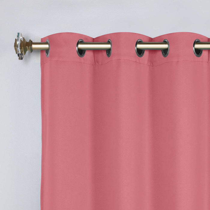 Solid Machine Washable Room Darkening Blackout Curtains, Set of 2 - Pink