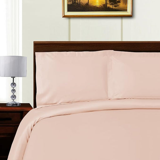 600 Thread Count Wrinkle Resistant Solid Duvet Cover Set - Pink