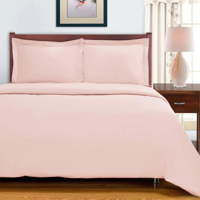 Egyptian Cotton 700 Thread Count Solid Duvet Cover and Pillow Sham Set -  Pink