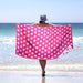 Polka Dot Cotton Oversized 2 Piece Beach Towel Set - Pink