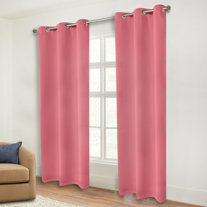 Solid Machine Washable Room Darkening Blackout Curtains, Set of 2 - Pink