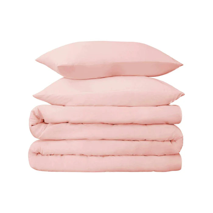 Egyptian Cotton 700 Thread Count Solid Duvet Cover and Pillow Sham Set -  Pink