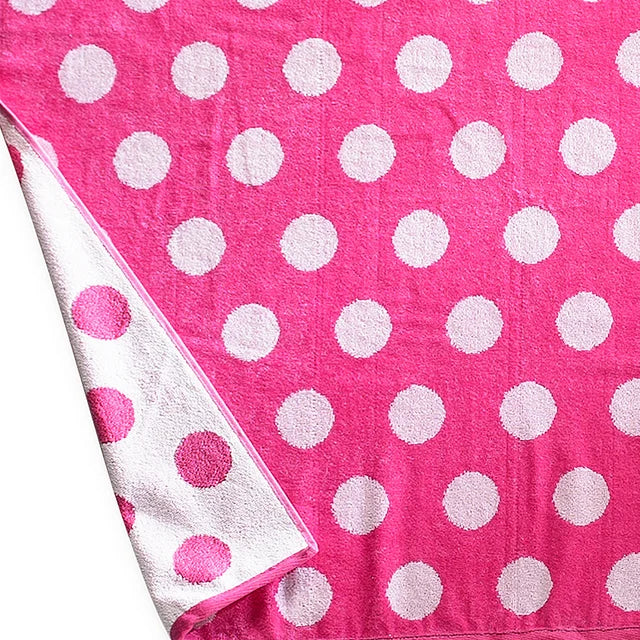 Polka Dot Cotton Oversized 2 Piece Beach Towel Set - Pink