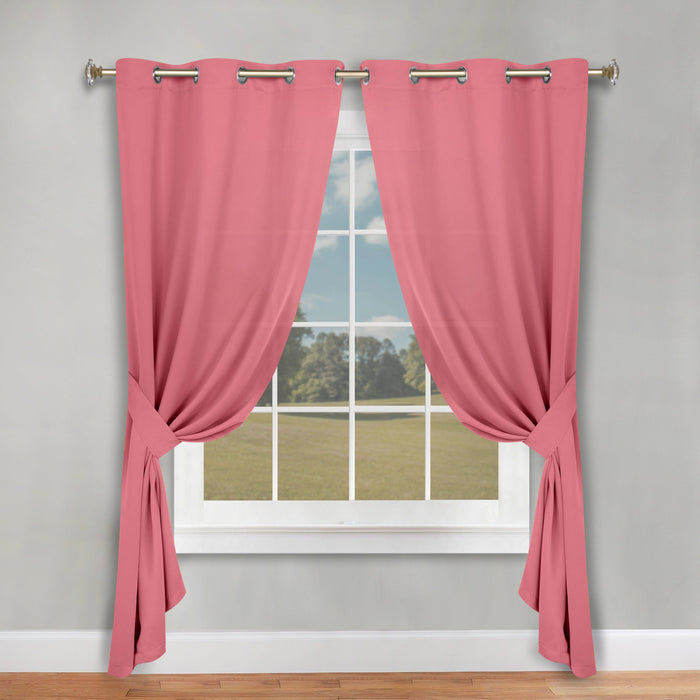 Solid Machine Washable Room Darkening Blackout Curtains, Set of 2 - Pink