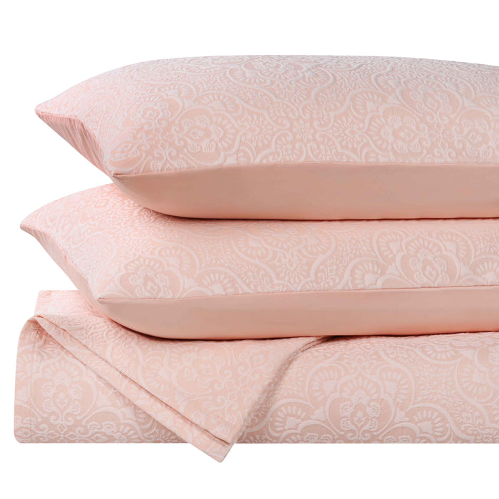 Enzy Medium Weight Floral Matelasse Bedspread and Sham Set