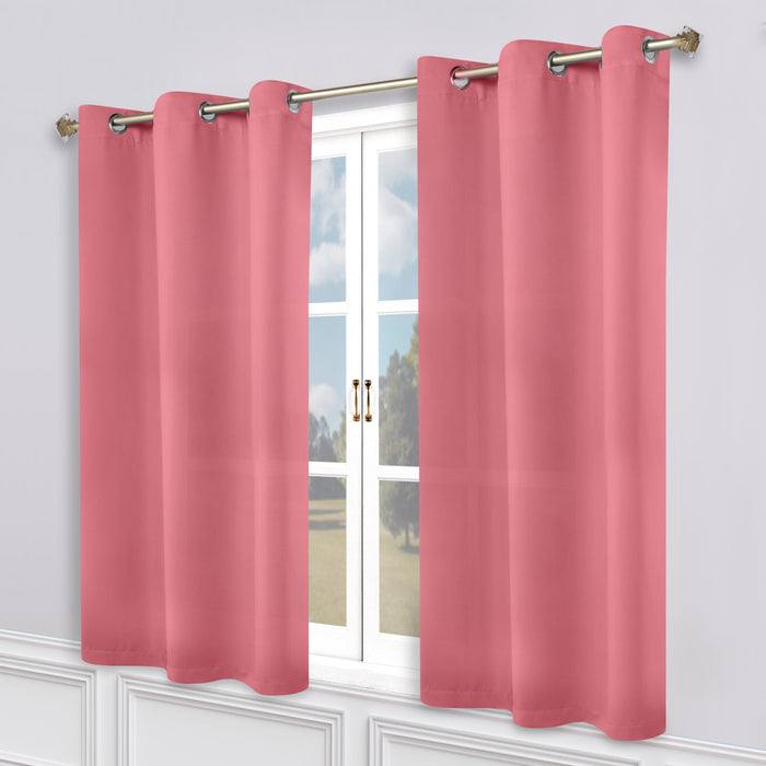 Solid Machine Washable Room Darkening Blackout Curtains, Set of 2 - Pink