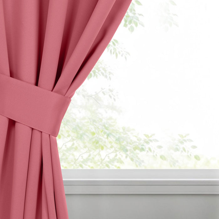 Solid Machine Washable Room Darkening Blackout Curtains, Set of 2 - Pink