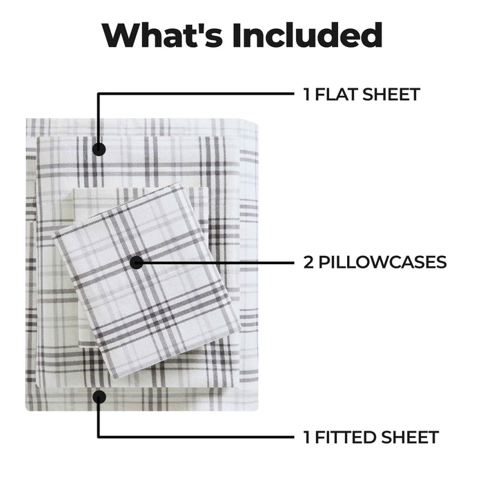 Plaid Flannel Cotton Classic Farmhouse Deep Pocket Sheet Set - Charcoal