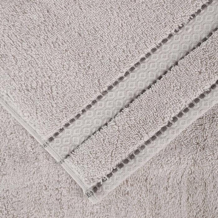 Niles Egypt Produced Giza Cotton Dobby Face Towel Washcloth Set of 12 - Platinum