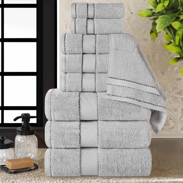 Niles Egypt Produced Giza Cotton Dobby Absorbent 9 Piece Towel Set