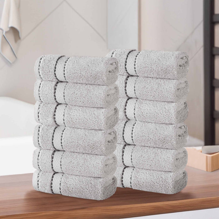 Niles Egypt Produced Giza Cotton Dobby Face Towel Washcloth Set of 12