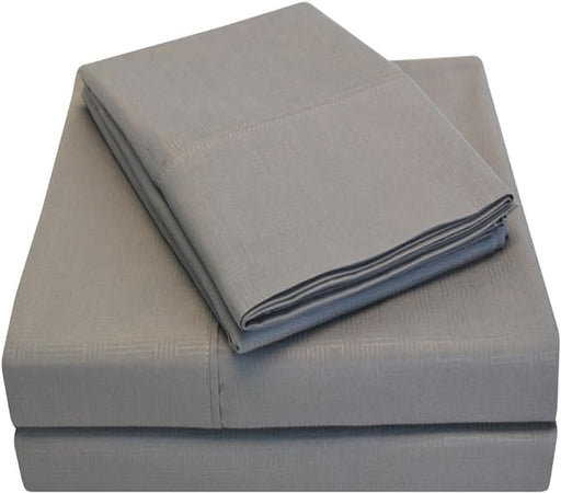 Embossed Basketweave Deep Pocket Wrinkle Resistant Sheet Set - Platinum