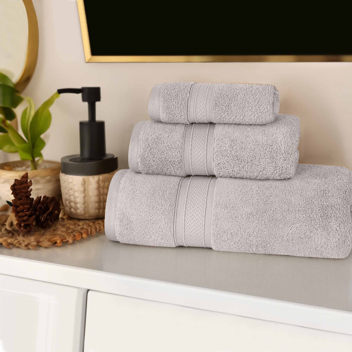 Zero Twist Cotton Elegant Soft Absorbent 3 Piece Solid Towel Set