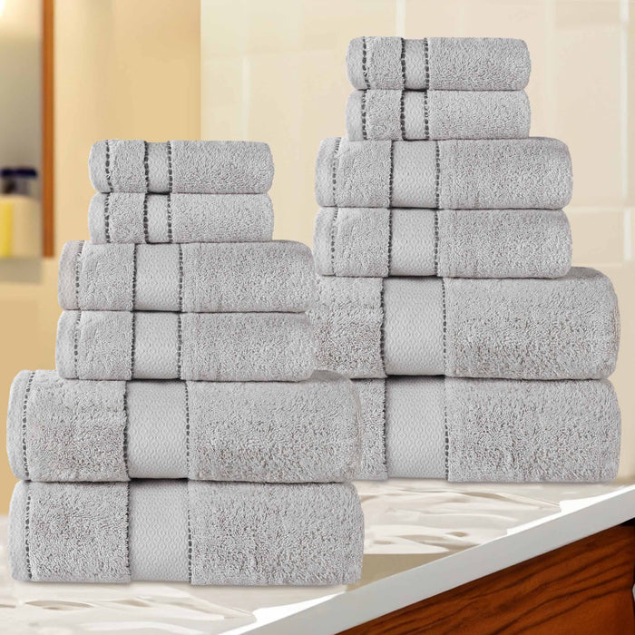 Niles Egypt Produced Giza Cotton Dobby Absorbent 12 Piece Towel Set