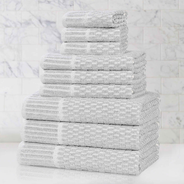 Juno Cotton Blend Medium Weight Checkered Border 9 Piece Towel Set