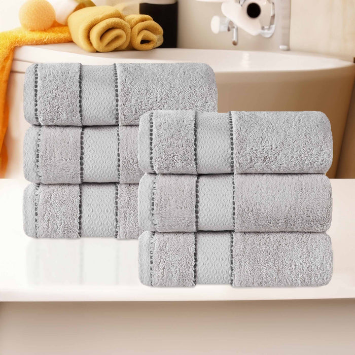 Niles Egypt Produced Giza Cotton Dobby Absorbent Hand Towel Set of 6