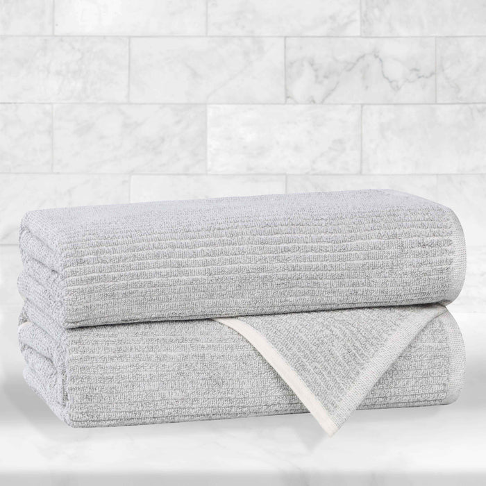 Destin Cotton Blend Solid Ribbed Design Bath Towels, Set of 2