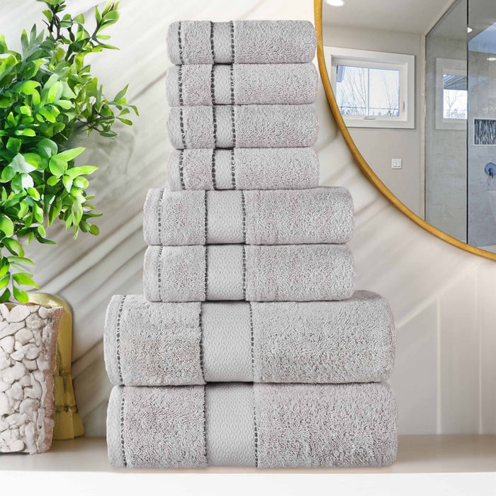 Niles Egypt Produced Giza Cotton Dobby Absorbent 8 Piece Towel Set