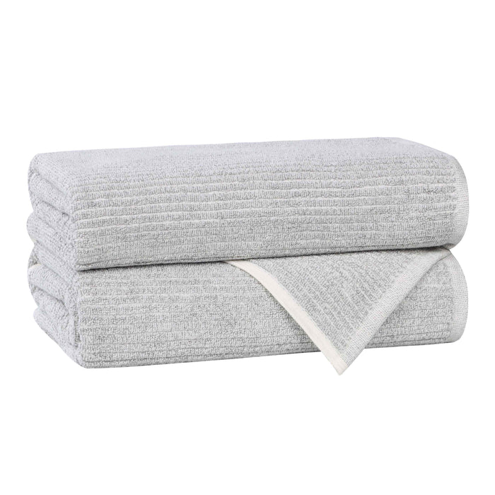 Destin Cotton Blend Solid Ribbed Design Bath Towels, Set of 2