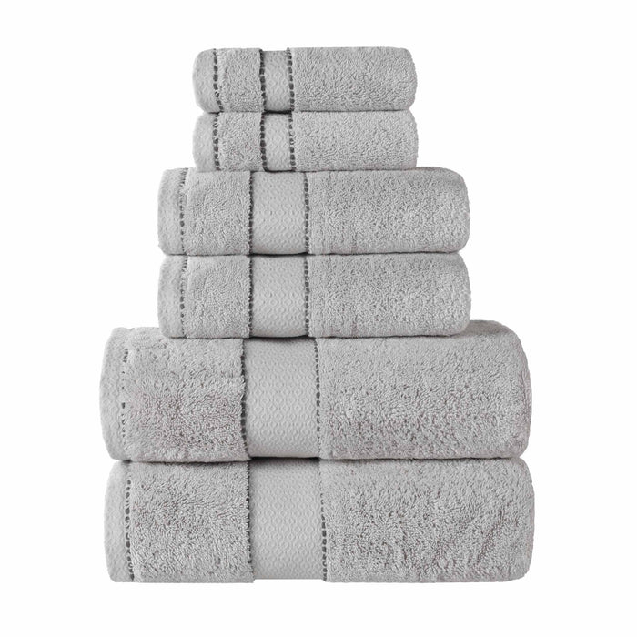 Niles Egypt Produced Giza Cotton Dobby Ultra-Plush 6 Piece Towel Set - Platinum