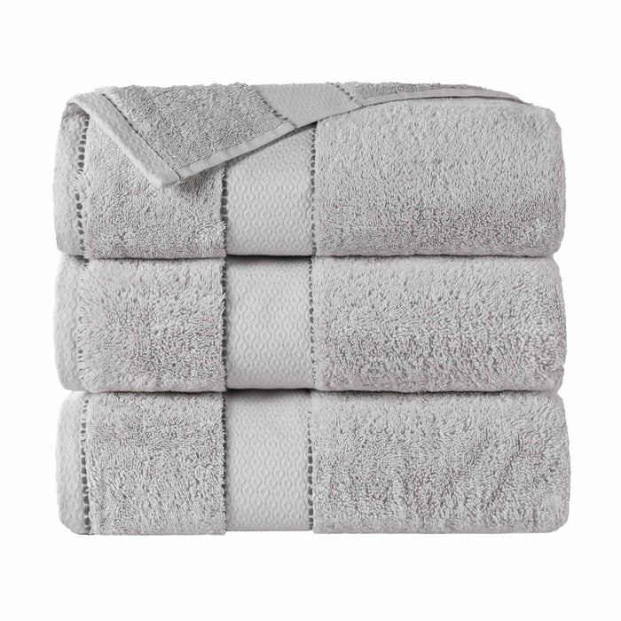 Niles Egypt Produced Giza Cotton Dobby Ultra-Plush Bath Towel Set of 3 - Platinum