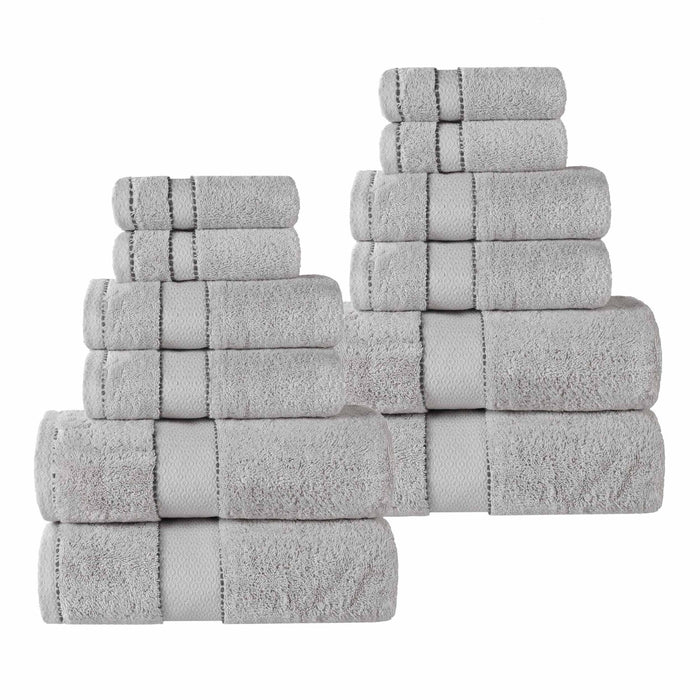 Niles Egypt Produced Giza Cotton Dobby Absorbent 12 Piece Towel Set