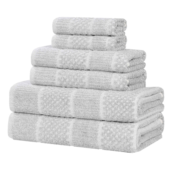 Naples Cotton Blend Medium Weight Checkered & Ribbed 6 Piece Towel Set