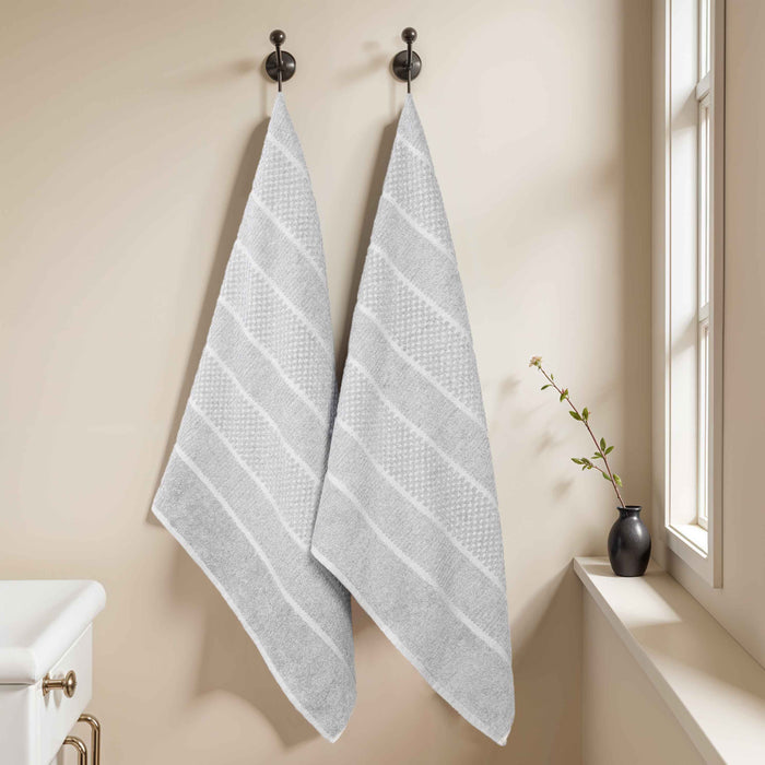 Naples Cotton Blend Checkered and Ribbed Bath Sheets, Set of 2