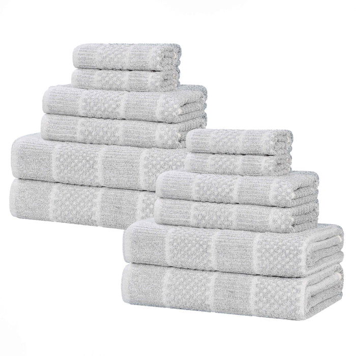 Naples Cotton Blend Medium Weight Checkered Ribbed 12 Piece Towel Set