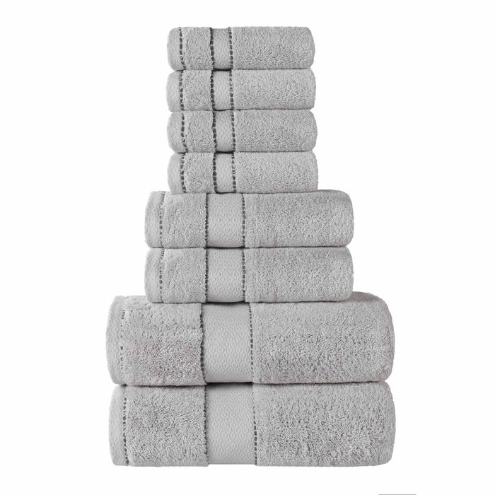 Niles Egypt Produced Giza Cotton Dobby Absorbent 8 Piece Towel Set