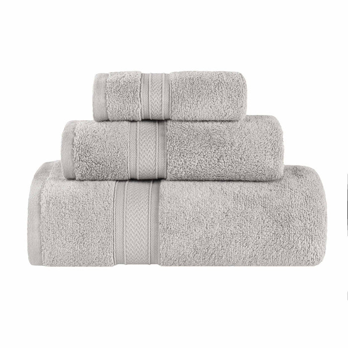 Zero Twist Cotton Elegant Soft Absorbent 3 Piece Solid Towel Set