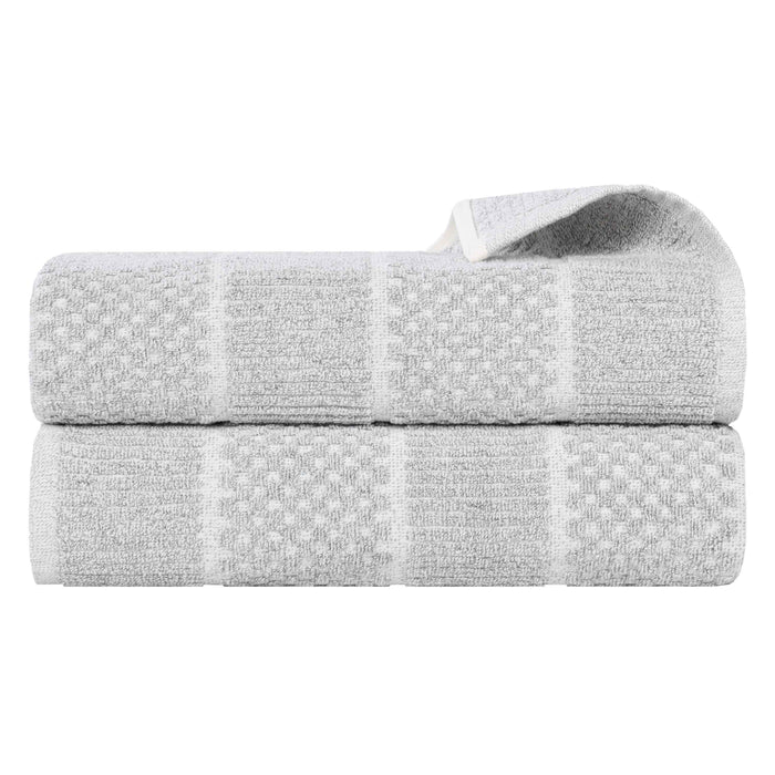 Naples Cotton Blend Checkered and Ribbed Bath Sheets, Set of 2