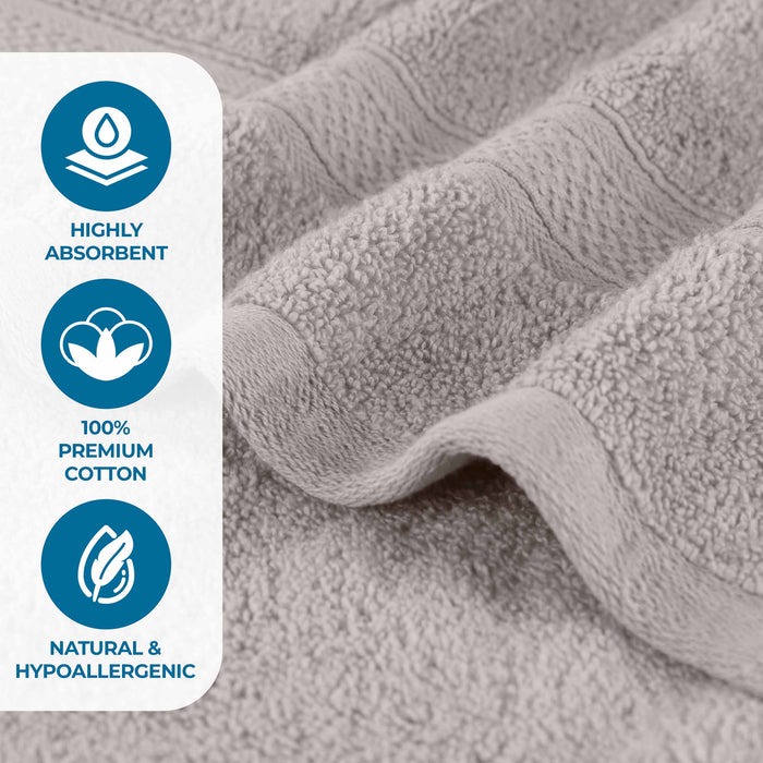 Zero Twist Cotton Elegant Soft Absorbent 3 Piece Solid Towel Set