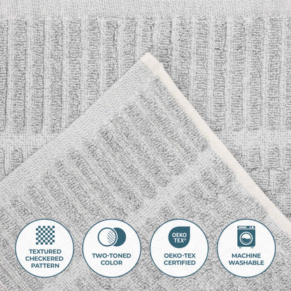 Juno Cotton Blend Medium Weight Checkered Border 3 Piece Towel Set - Blue Nile Mills