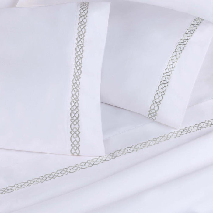 Egyptian Cotton 1000 Thread Count Embroidered Pillowcases (Set of 2) - Platinum