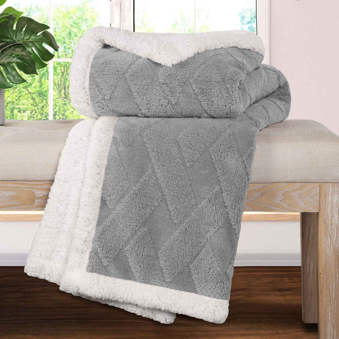 Nuuk Reversible Jacquard Lattice Plush Sherpa Fleece Blanket