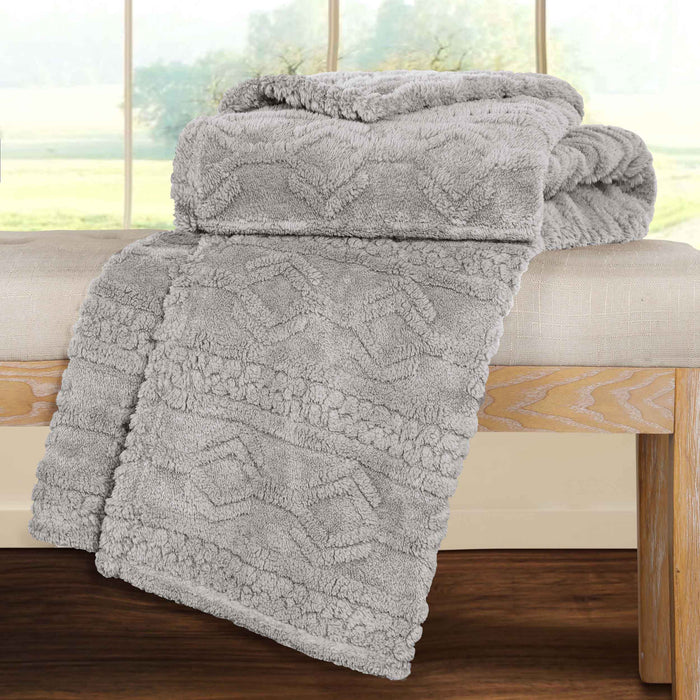 Arctic Boho Jacquard Plush Fleece Blanket