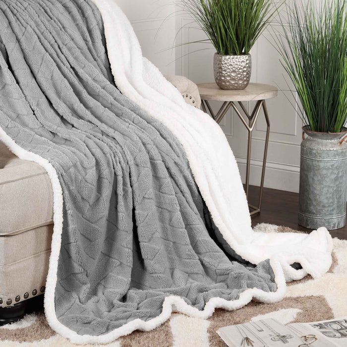 Nuuk Reversible Jacquard Lattice Plush Sherpa Fleece Blanket