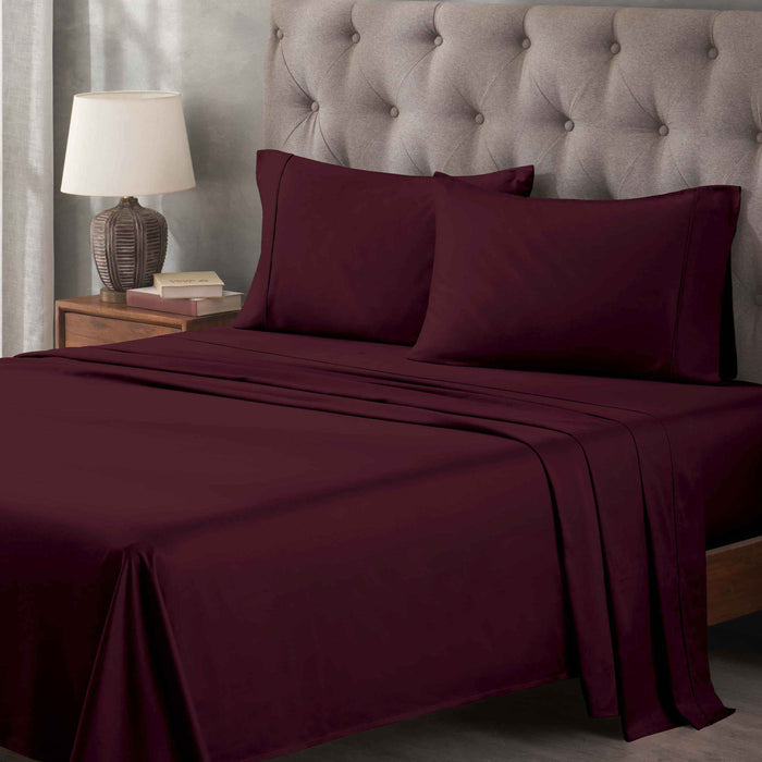 Egyptian Cotton 400 Thread Count Solid Deep Pocket Sheet Set - Plum