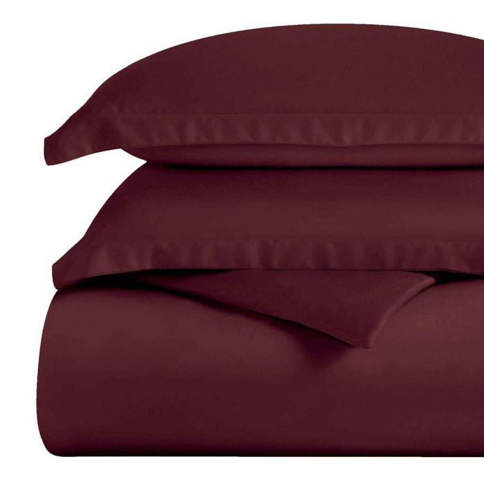 Egyptian Cotton 300 Thread Count Solid Duvet Cover Set - Plum