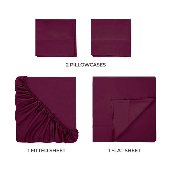 Egyptian Cotton 400 Thread Count Solid Deep Pocket Sheet Set - Plum