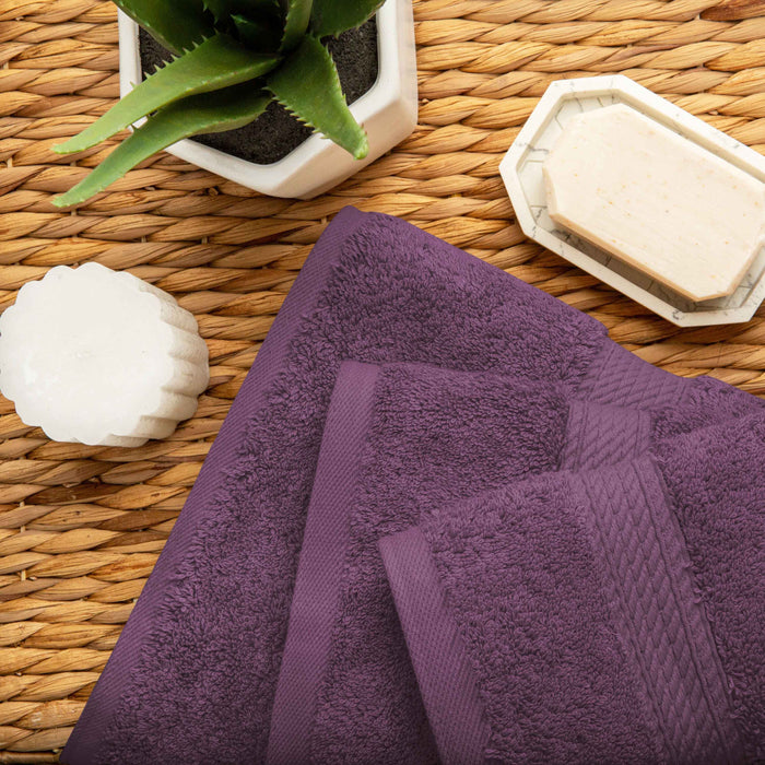 Egyptian Cotton Pile Solid 10-Piece Towel Set - Plum