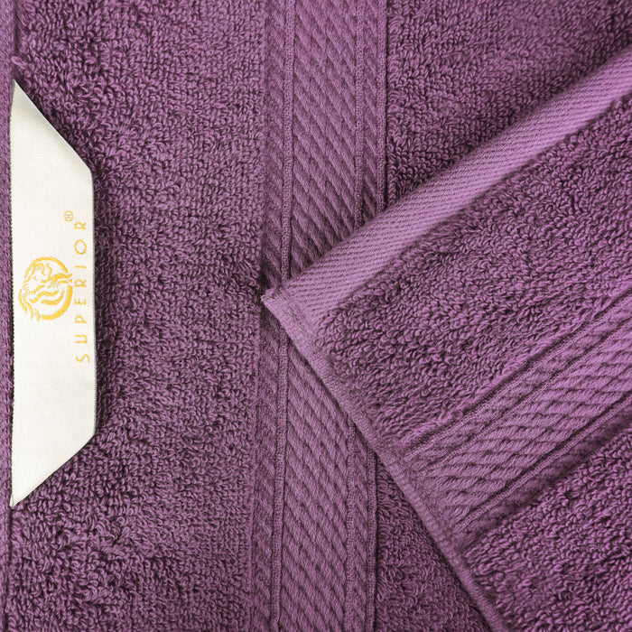 Egyptian Cotton Pile Plush Heavyweight Absorbent 3 Piece Towel Set - Plum