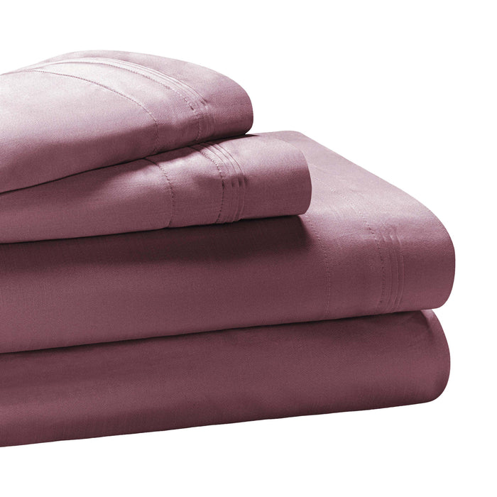 1000 Thread Count Egyptian Cotton Bed Sheet Set Olympic Queen - Plum