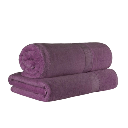 Egyptian Cotton Pile Plush Heavyweight Absorbent Bath Sheet Set of 2 - Plum