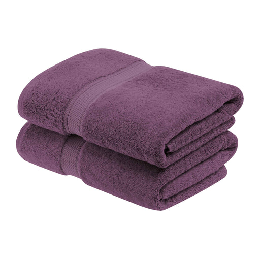 Egyptian Cotton Pile Plush Heavyweight Bath Towel Set of 2 - Plum