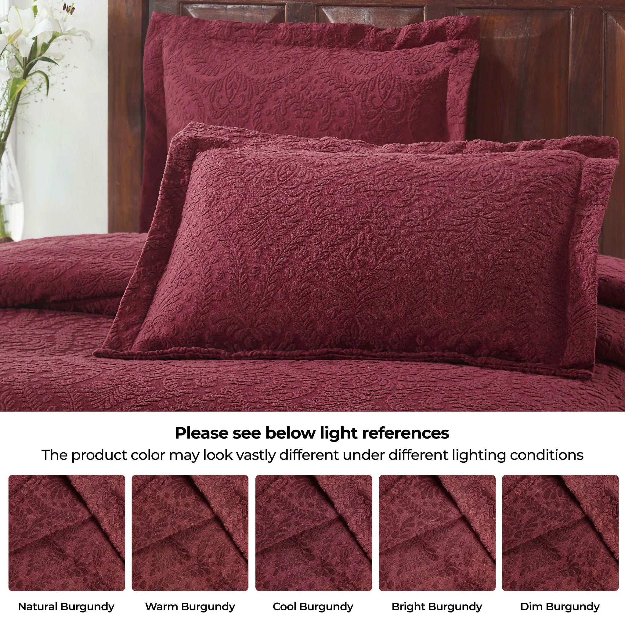 Aspen Cotton Blend Jacquard Woven Floral Scalloped Edges Bedspread Set