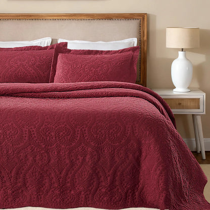 Aspen Cotton Blend Jacquard Woven Floral Scalloped Edges Bedspread Set