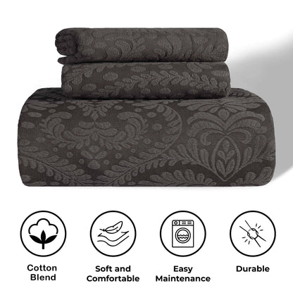 Aspen Cotton Blend Jacquard Woven Floral Scalloped Edges Bedspread Set