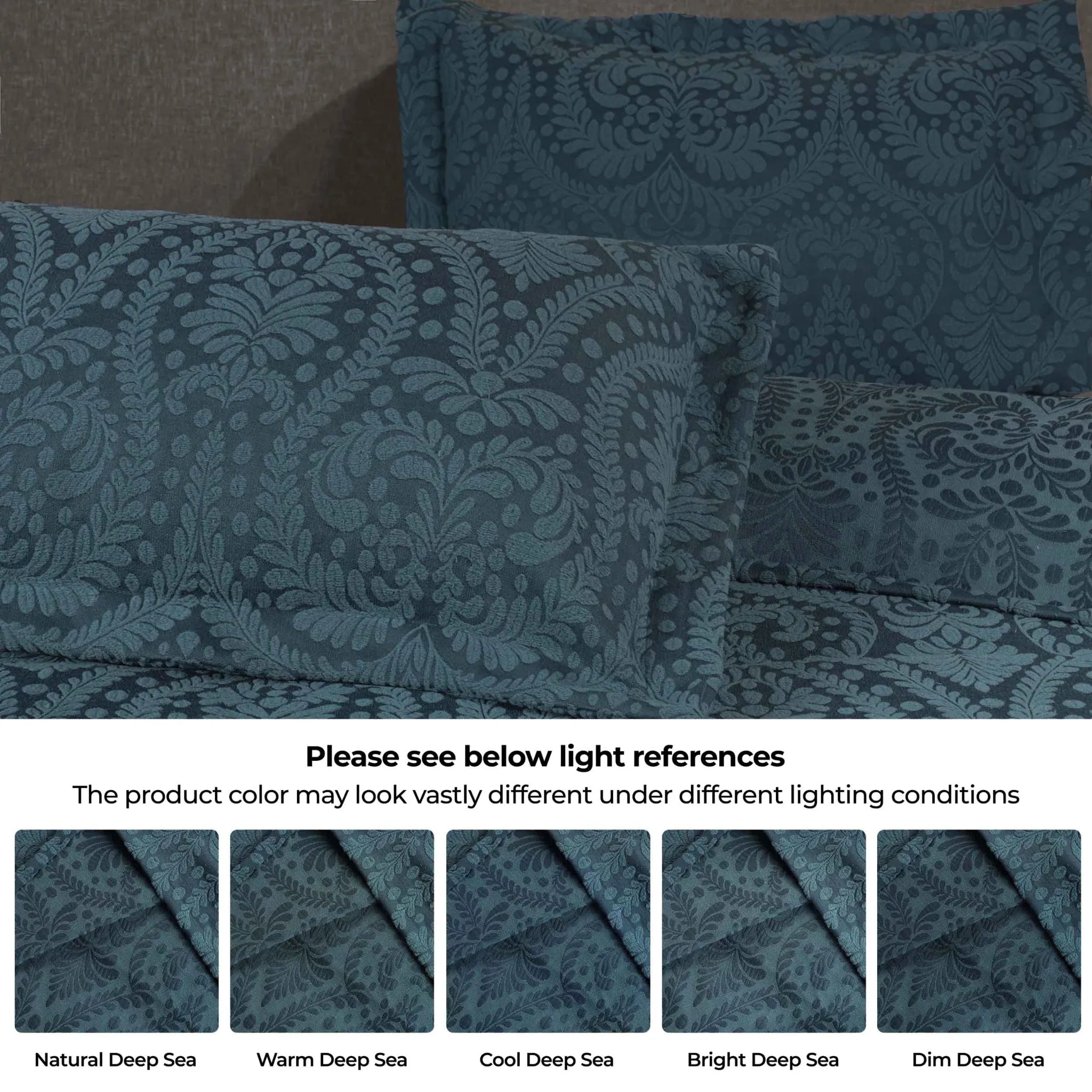 Aspen Cotton Blend Jacquard Woven Floral Scalloped Edges Bedspread Set